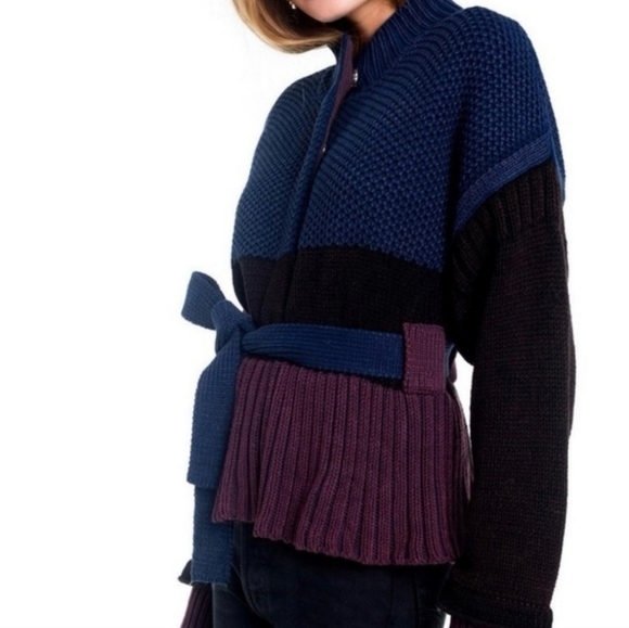 Wildfox Size XS barb knit sweater block waist tie cardigan white Free Shipping - Picture 4 of 8